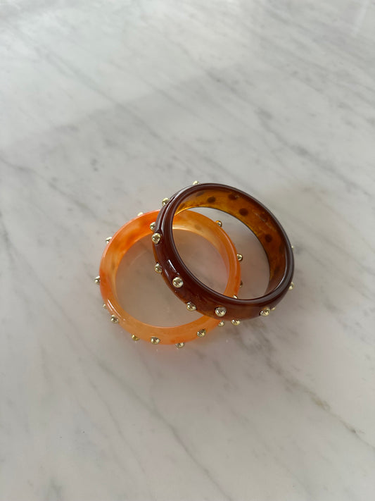 Studs bangle brown
