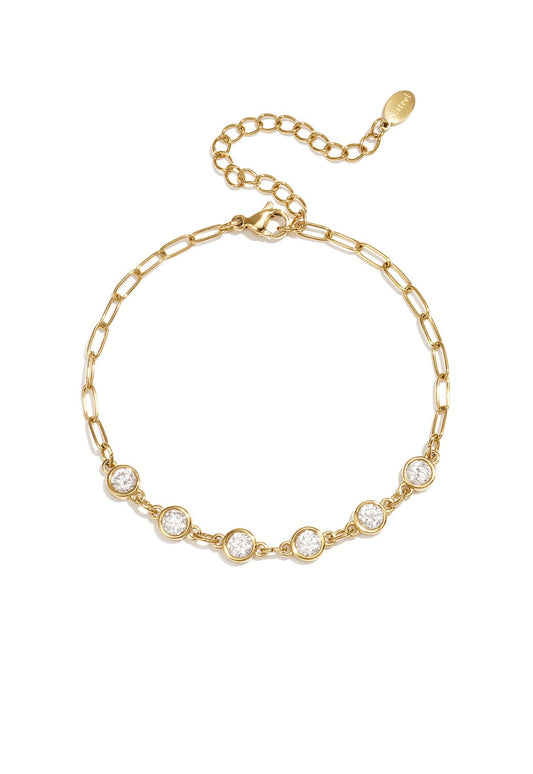 Schakelarmband met zirkona steentjes