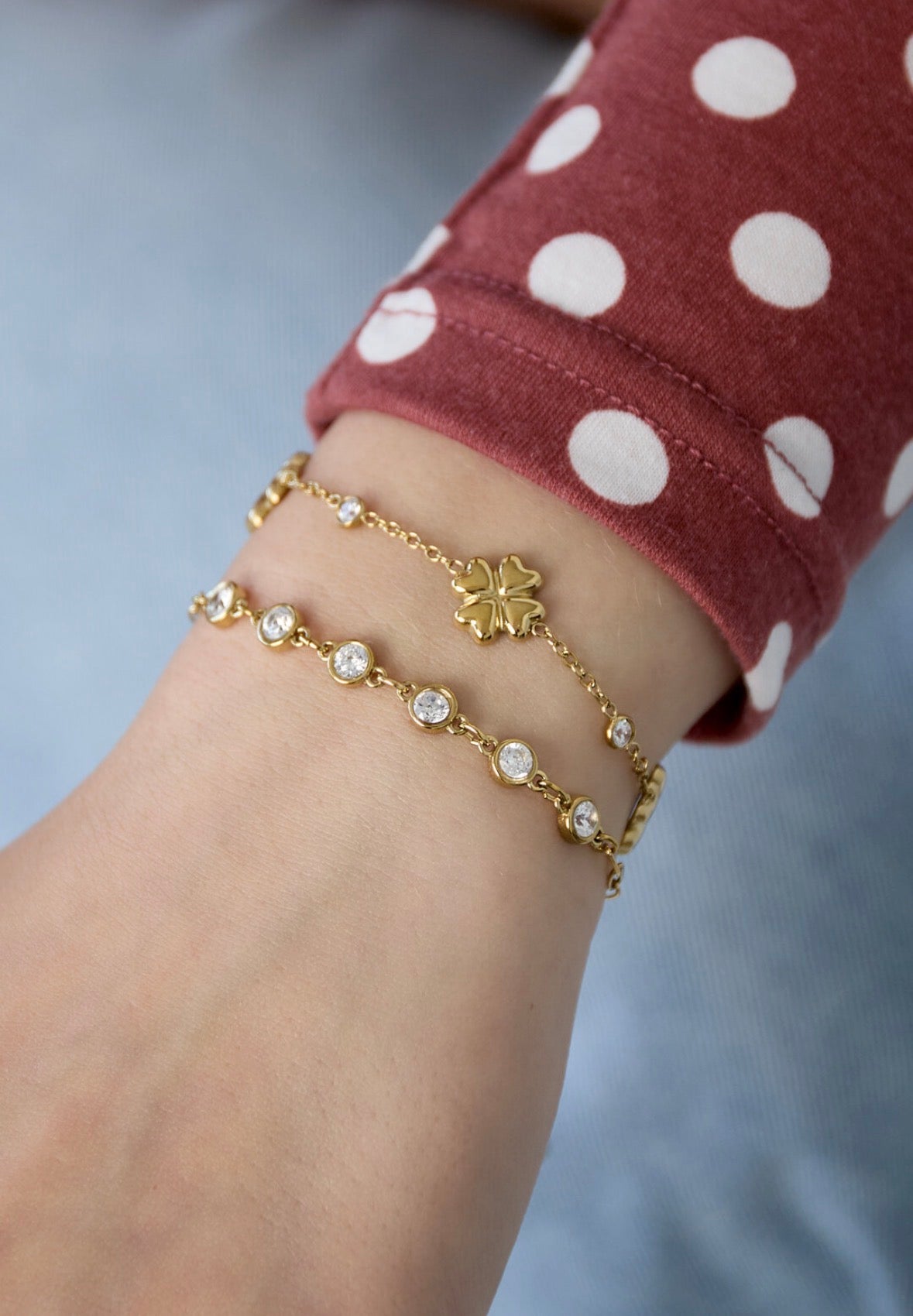 Schakelarmband met zirkona steentjes