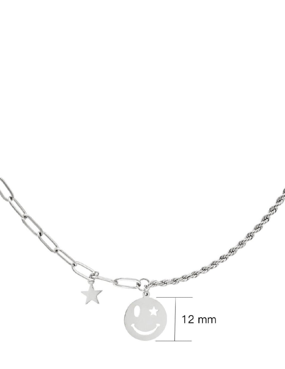 Happy smiley ketting | zilver