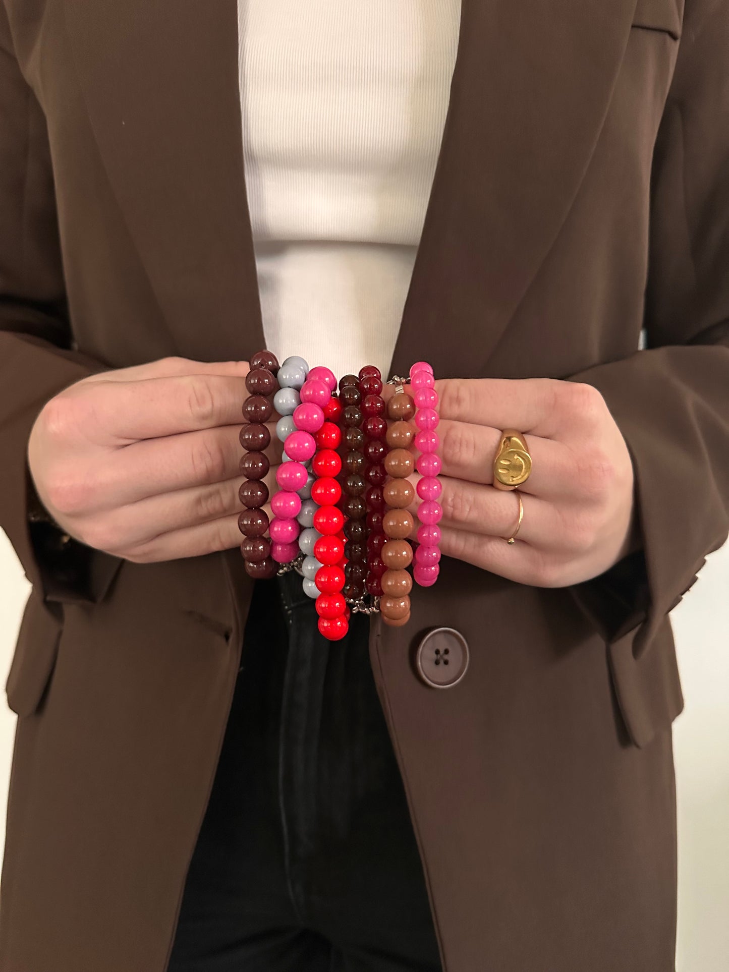 Handmade beadies armbandje | Fuchsia small
