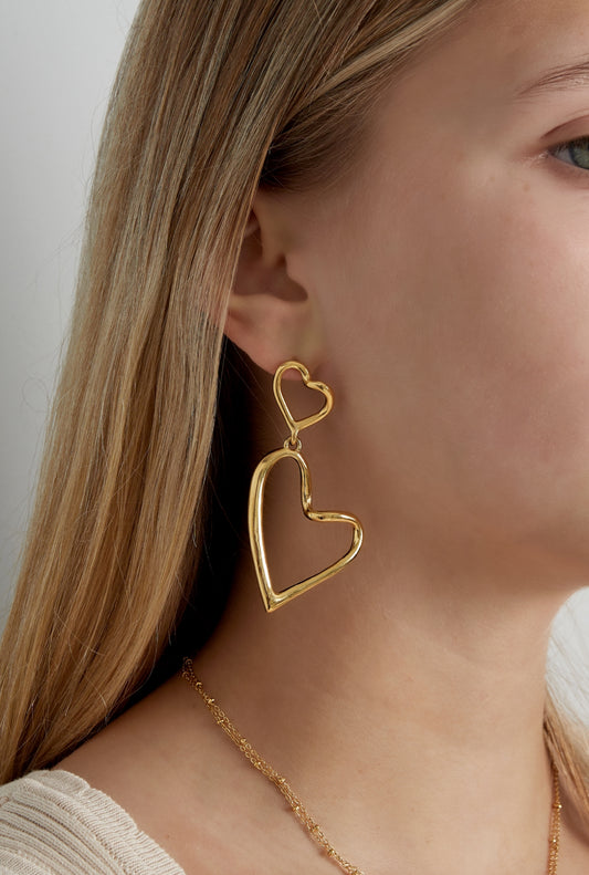 Double harts oorbellen