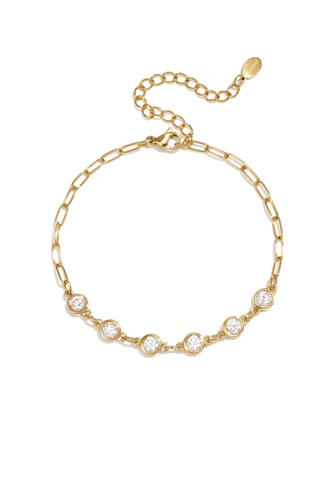 Schakelarmband met zirkona steentjes