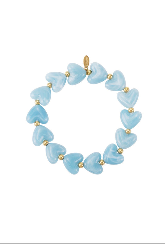 Hartjes armbandje blauw