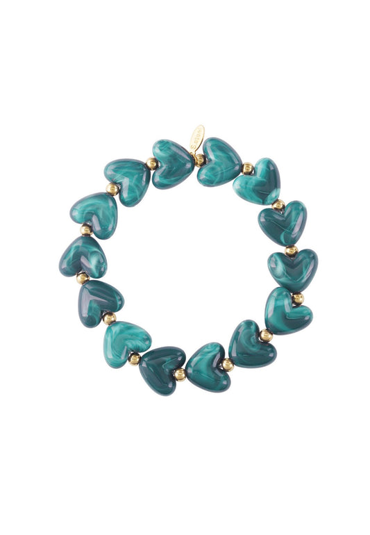 Hartjes armbandje groen