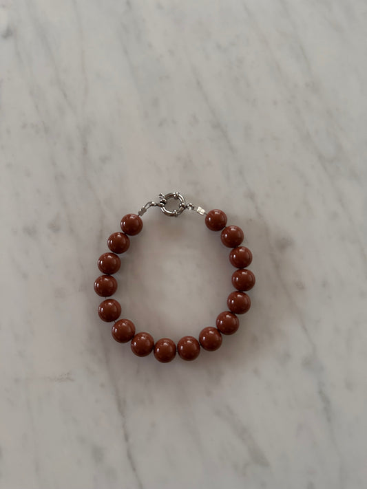 Handmade beadies armbandje | Lichtbruin