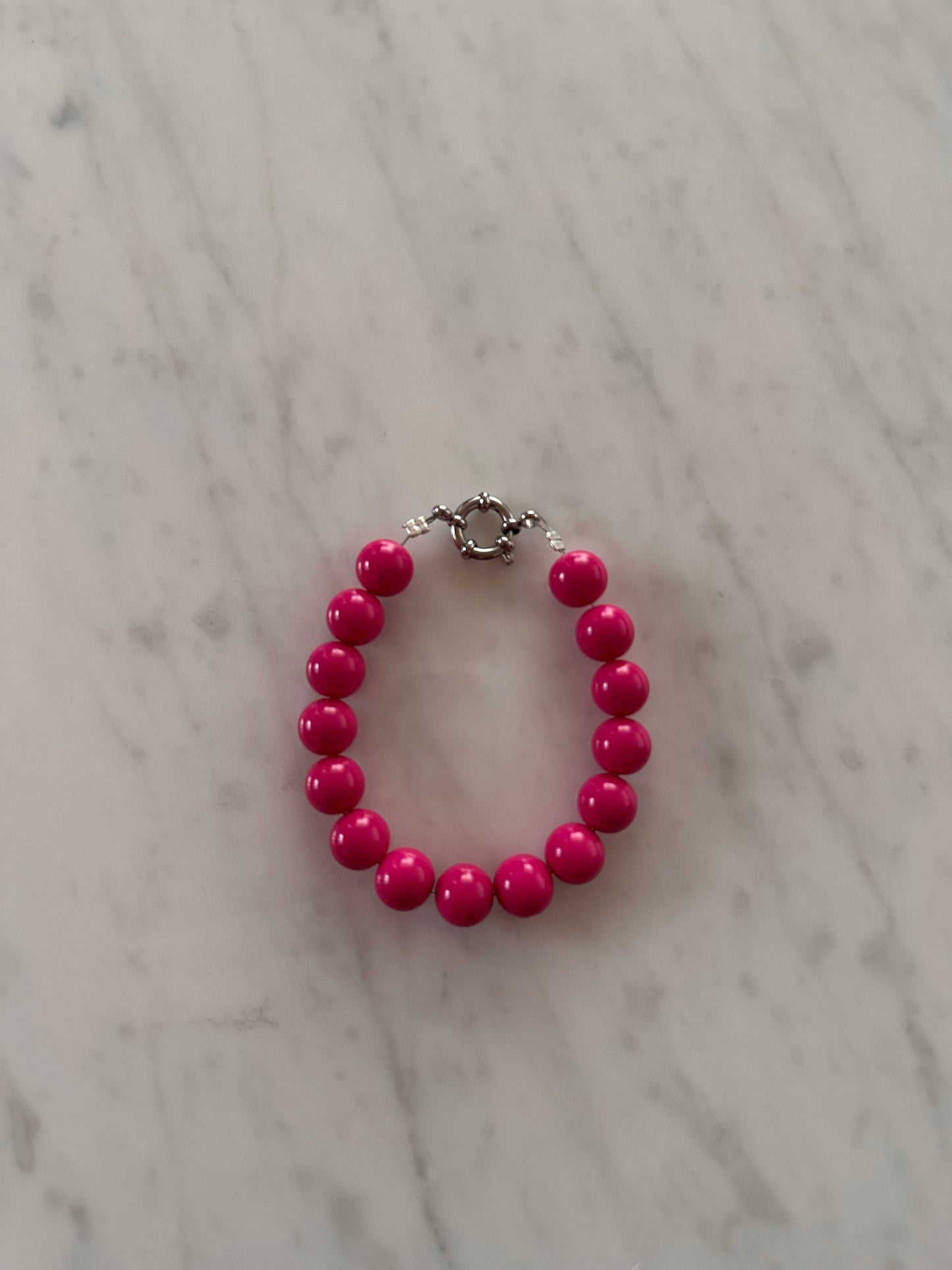Handmade beadies armbandje | Fuchsia