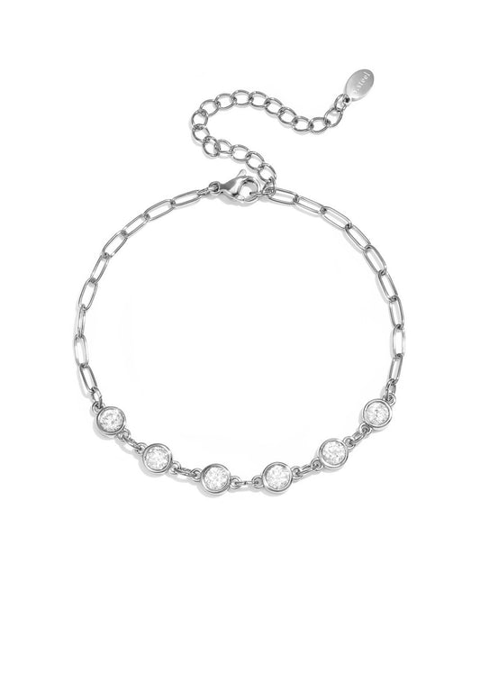 Schakelarmband met zirkona steentjes