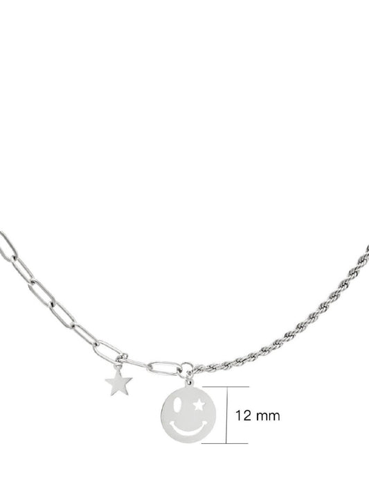 Happy smiley ketting | zilver