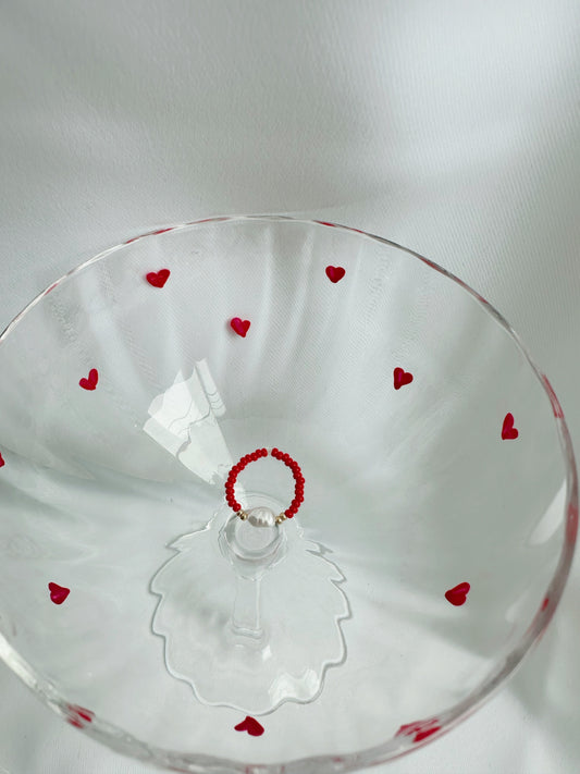 Handmade parel rood ringetje
