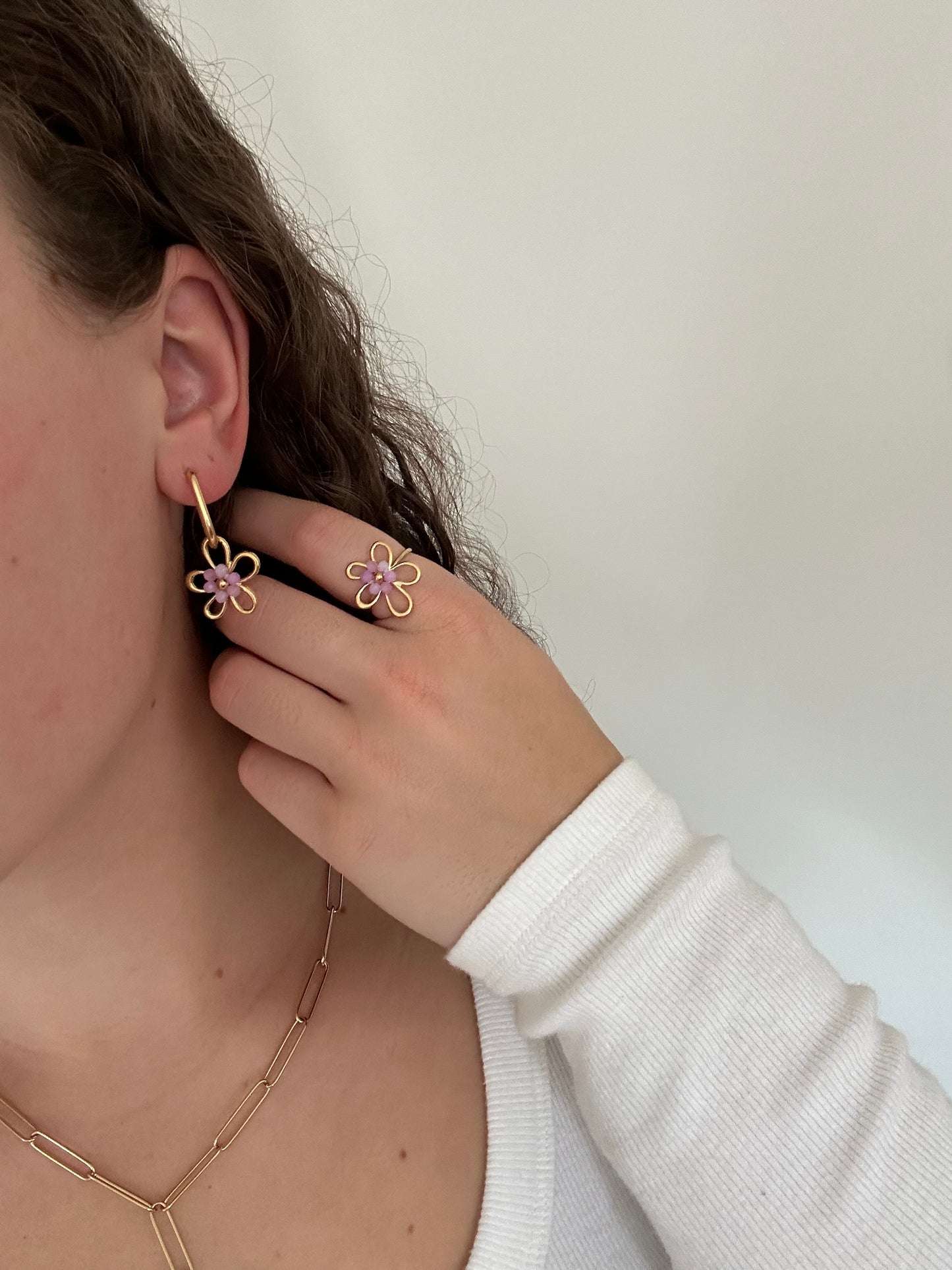 Light pink flower oorbellen